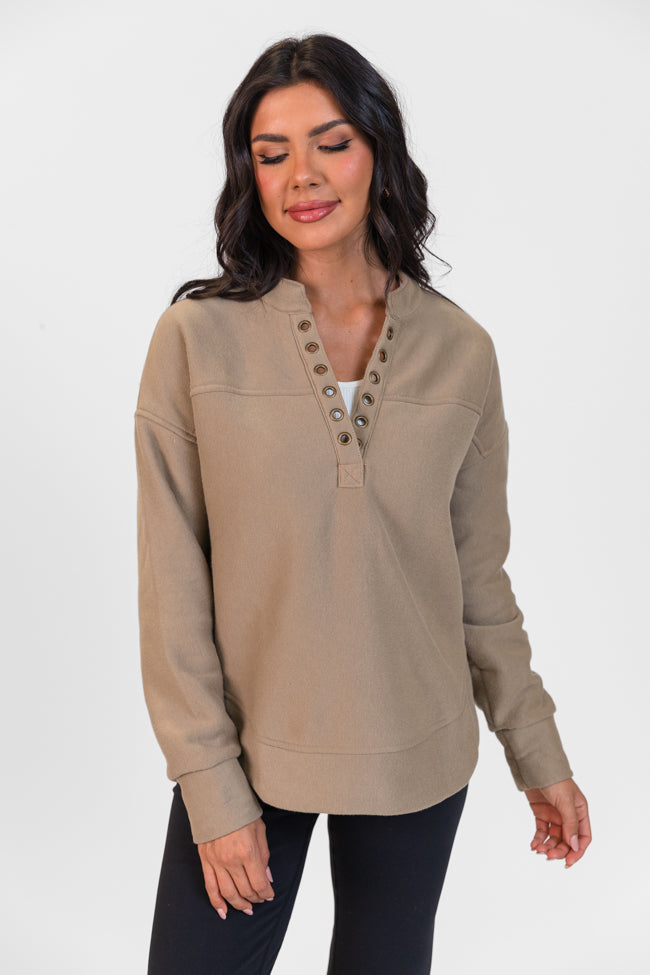 No Competition Taupe Gromet Detail Sweatshirt