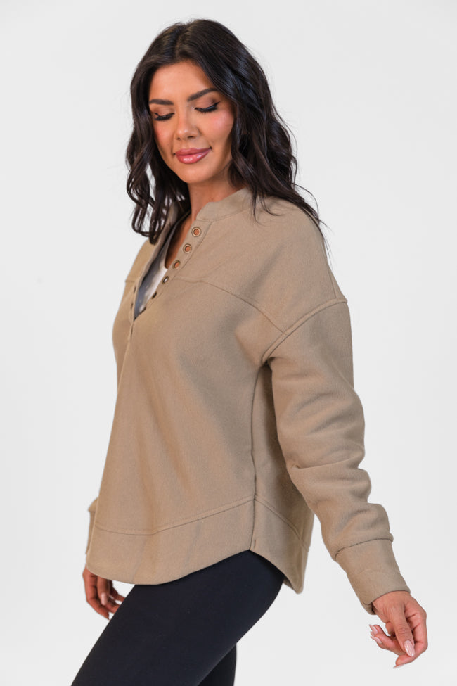 No Competition Taupe Gromet Detail Sweatshirt