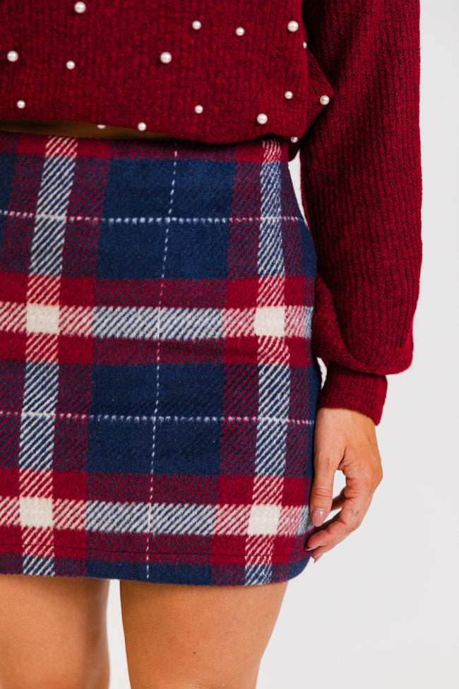 Plaid To Meet You Navy Skirt