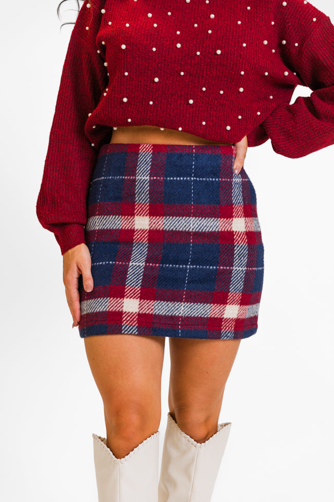 Plaid To Meet You Navy Skirt