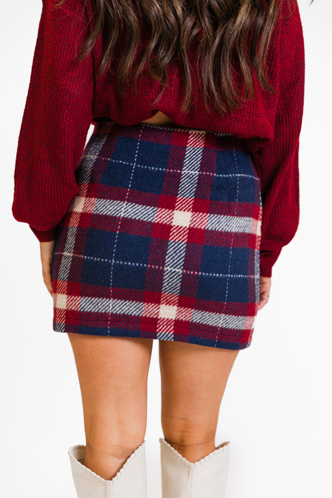 Plaid To Meet You Navy Skirt