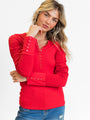 All The Better Red Cable Knit Sleeve Knit Henley Top