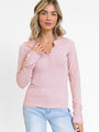 All The Better Light Pink Cable Knit Sleeve Knit Henley Top FINAL SALE