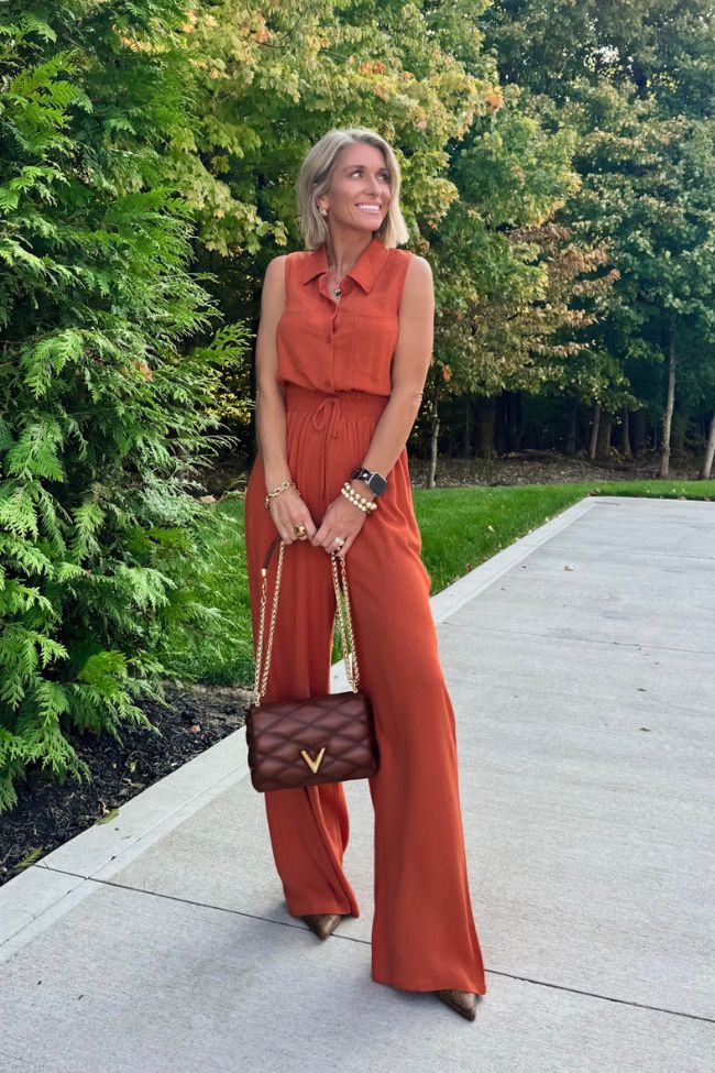 Sadie Grace Terracotta Jumpsuit Kalee Rogers x Pink Lily