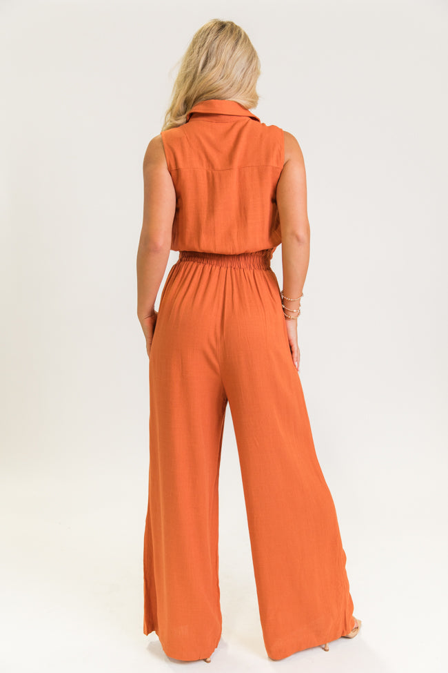 Sadie Grace Terracotta Jumpsuit Kalee Rogers x Pink Lily