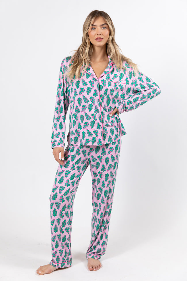 Under The Stars In Pink Pines Bamboo Pajama Pants