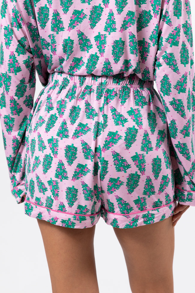 Under The Stars In Pink Pines Bamboo Pajama Shorts