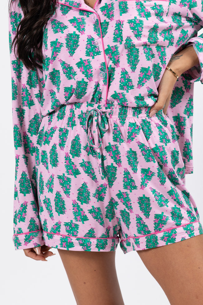 Under The Stars In Pink Pines Bamboo Pajama Shorts