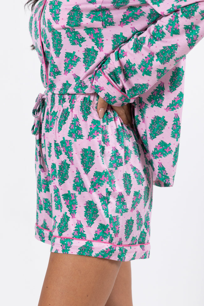 Under The Stars In Pink Pines Bamboo Pajama Shorts