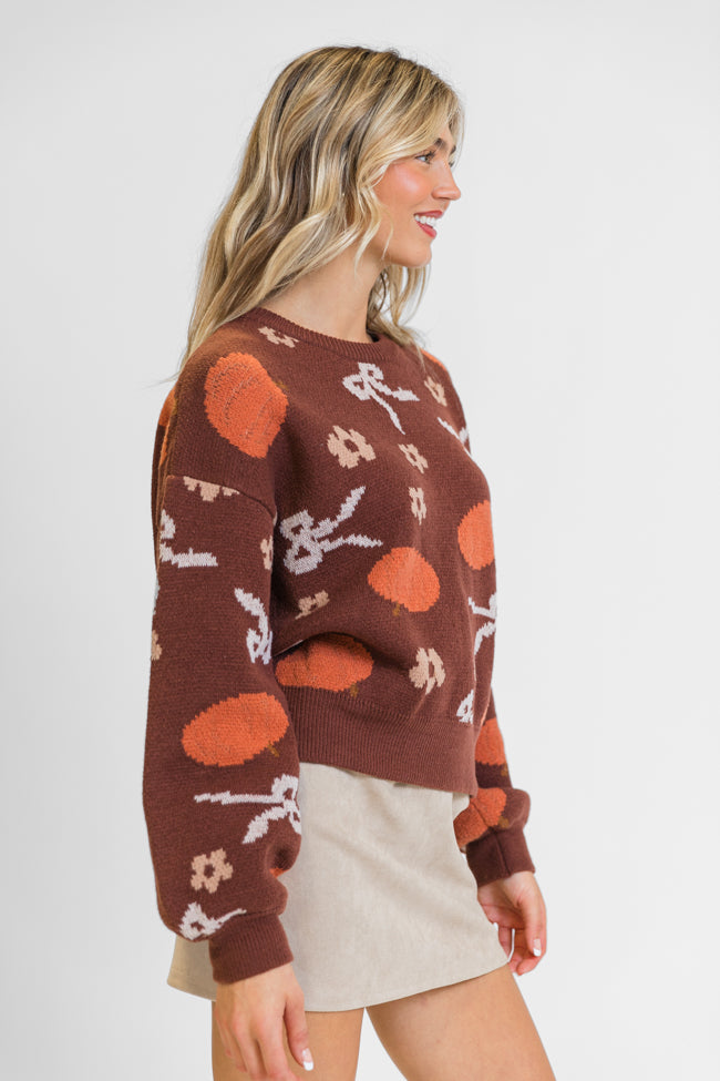 Pumpkin Spice Bliss Rust Bow Sweater