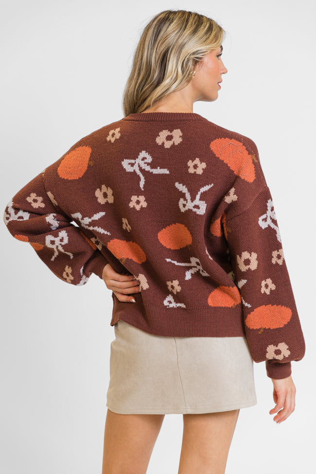 Pumpkin Spice Bliss Rust Bow Sweater