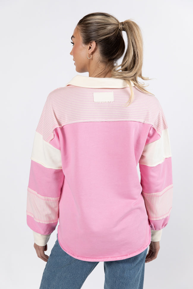 Lost In Translation Pink Collared Sweatshirt