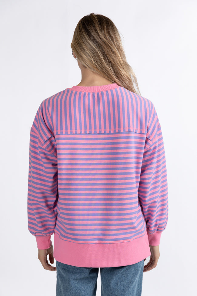 On A Dime Pink And Purple Striped Sweatshirt