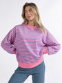 On A Dime Pink And Purple Striped Sweatshirt