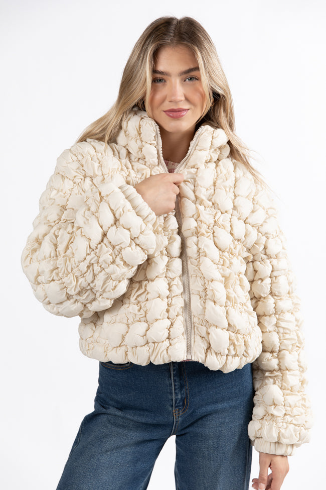 Fashion ecru puffer coat