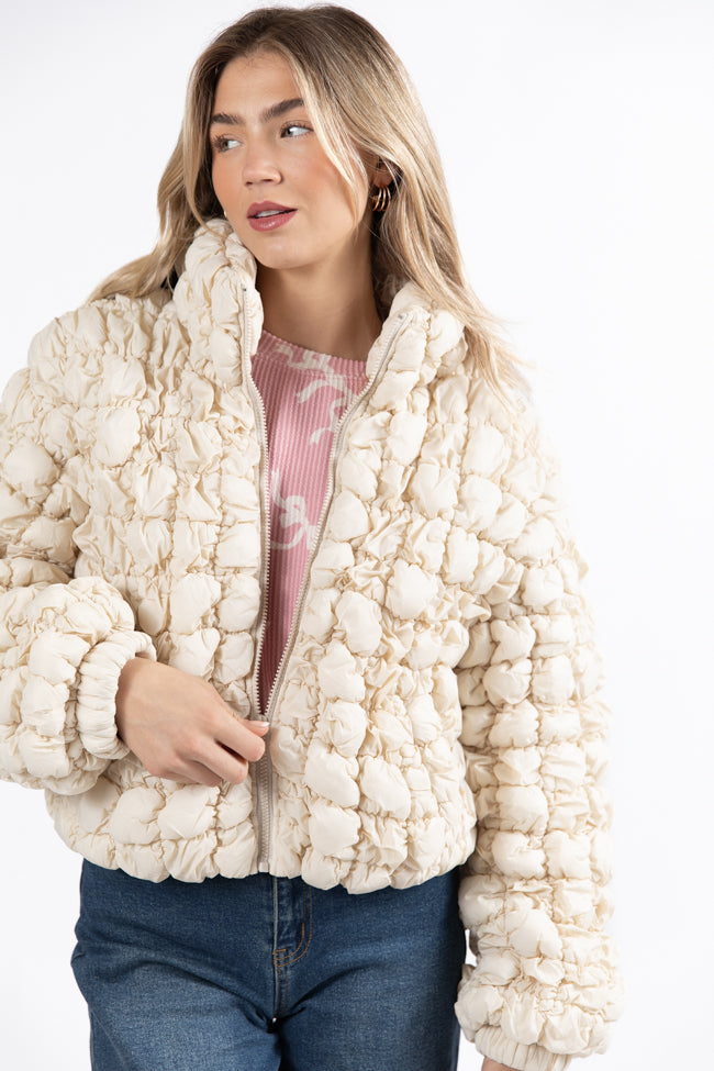 Higher Heights Ecru Bubble Puffer Jacket