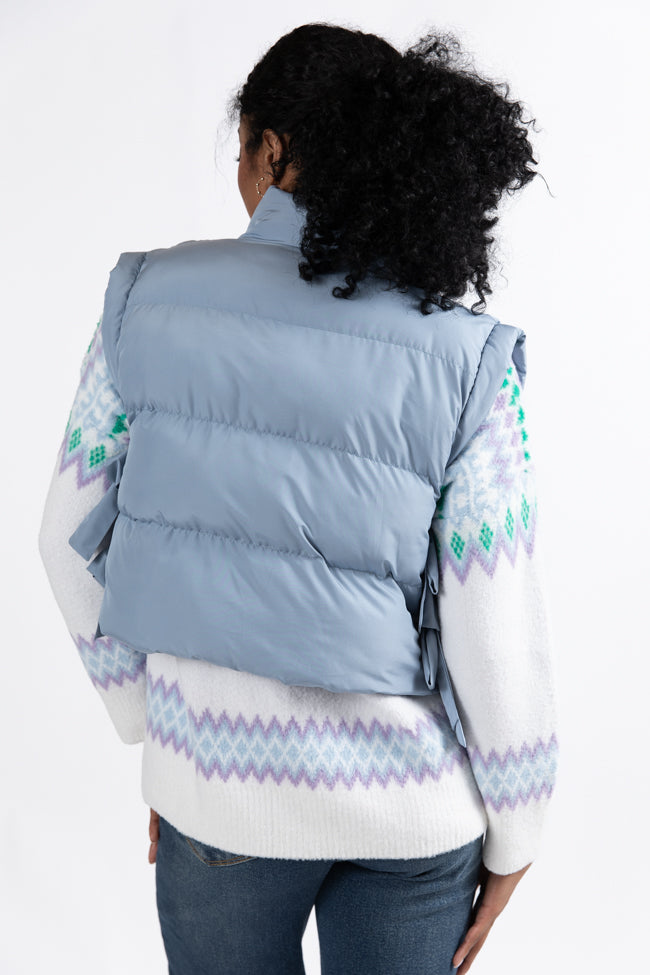 Posh Perfection Baby Blue Bow Side Puffer Vest