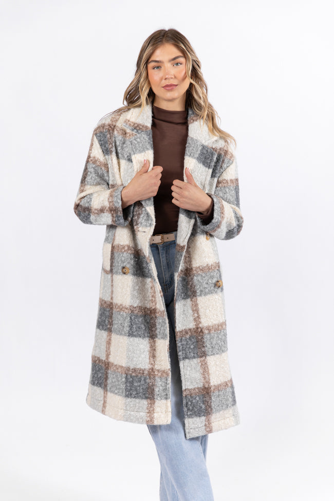 Grey plaid overcoat deals