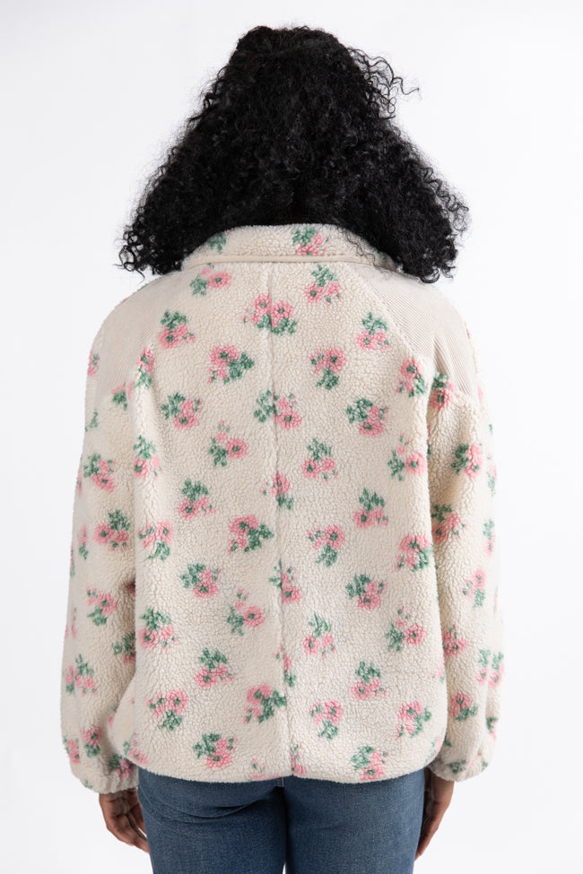 Making Plans Pink Floral Sherpa Jacket