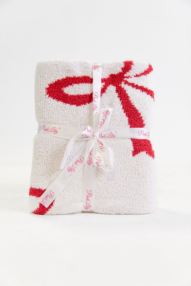 Make Me Believe Red and Cream Bows Blanket DOORBUSTER