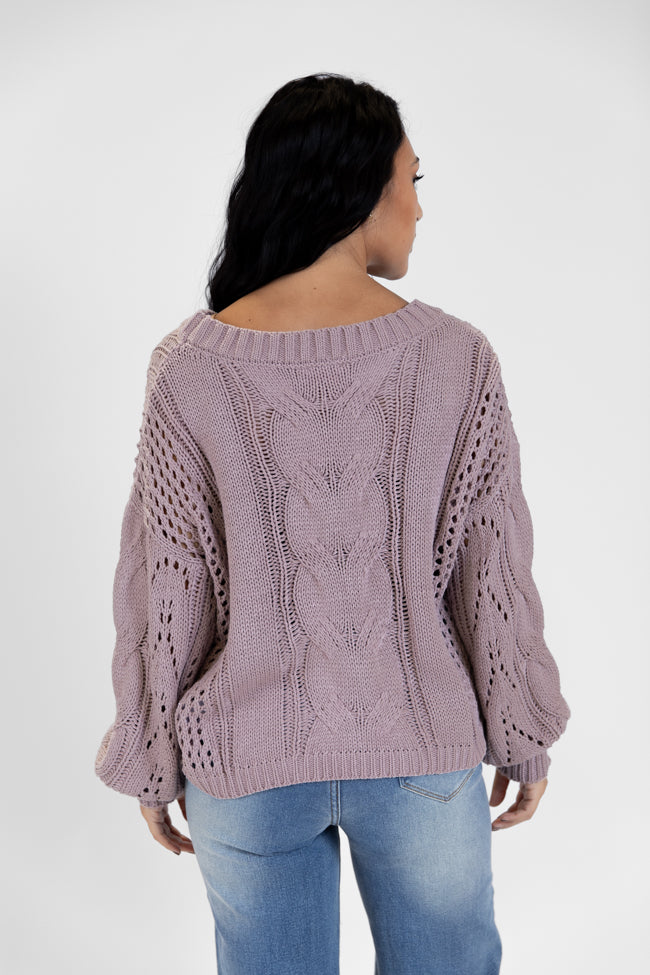 Make It Right Taupe Wide Neck Cable Knit Sweater DOORBUSTER