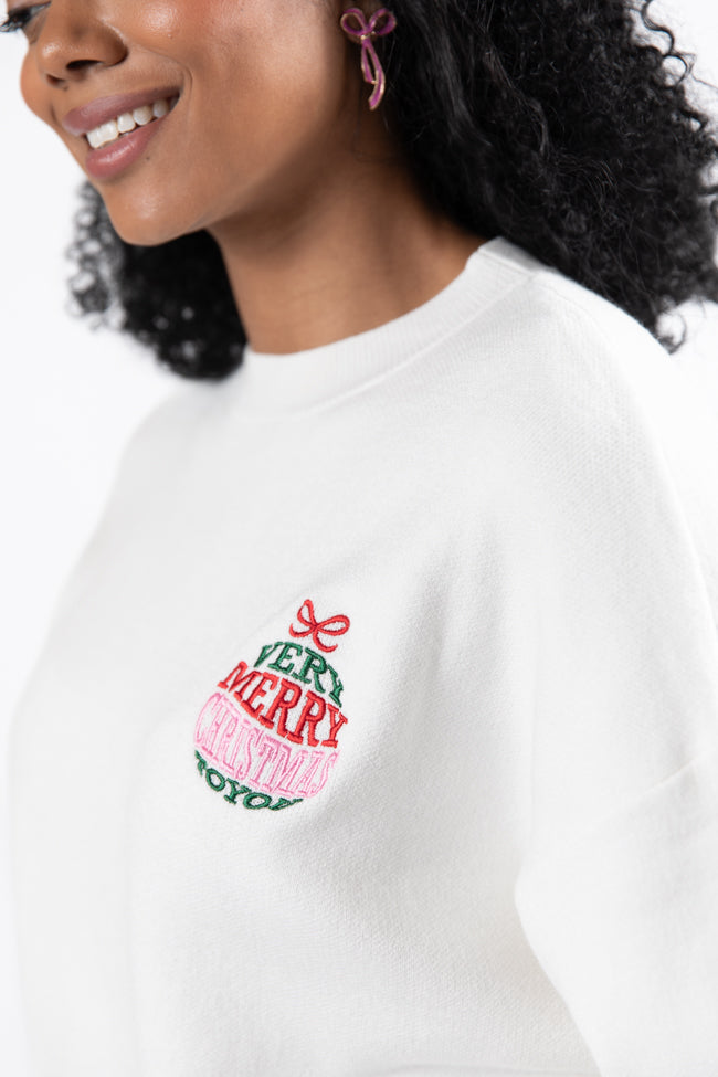 Merry Christmas Embroidered outlet Corded Pullover, Christmas Themed Ribbed Sweatshirt, Holiday Sweatshirt, Customizable Colors