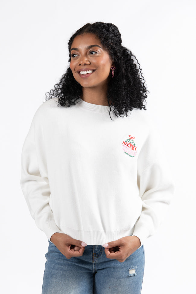 Very Merry Christmas To You Ivory Multi Ornament Sweater