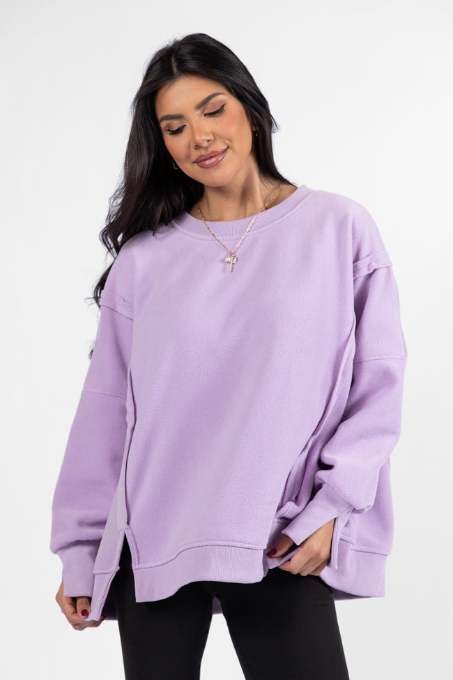 Scouted Out Purple Oversized Fleece Sweatshirt DOORBUSTER- Coming Soon