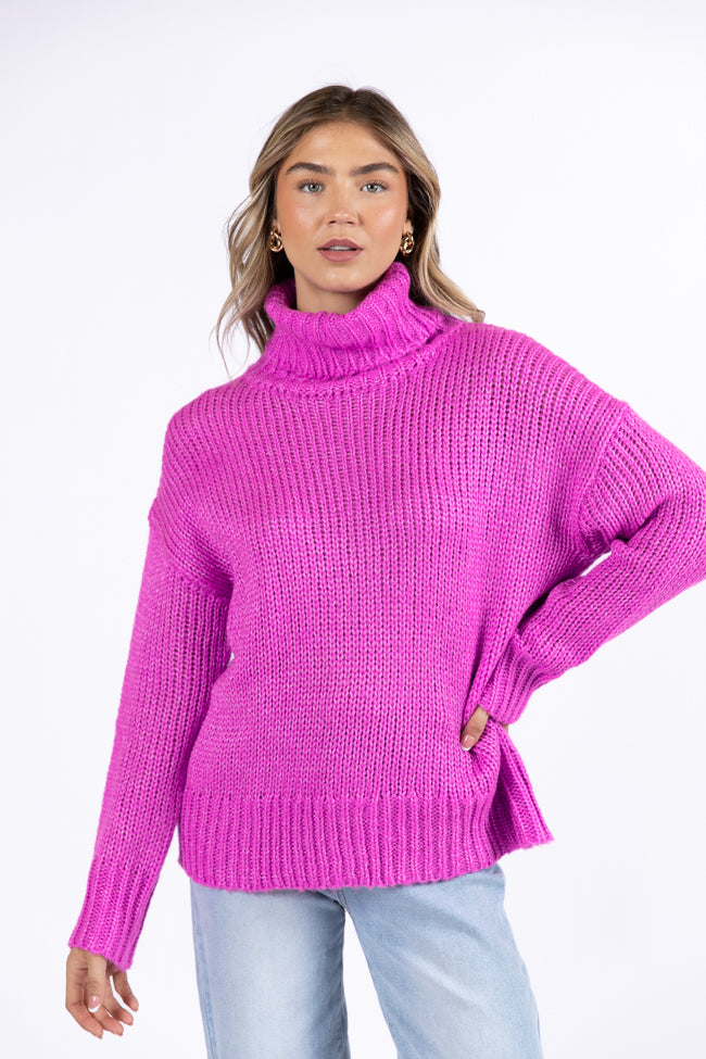 What I Need Magenta Oversized Turtleneck Sweater DOORBUSTER