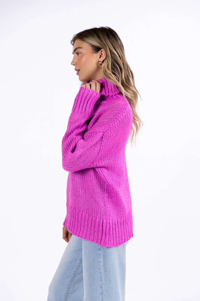 What I Need Magenta Oversized Turtleneck Sweater DOORBUSTER