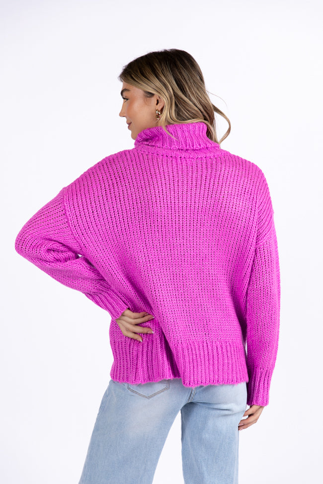 What I Need Magenta Oversized Turtleneck Sweater DOORBUSTER