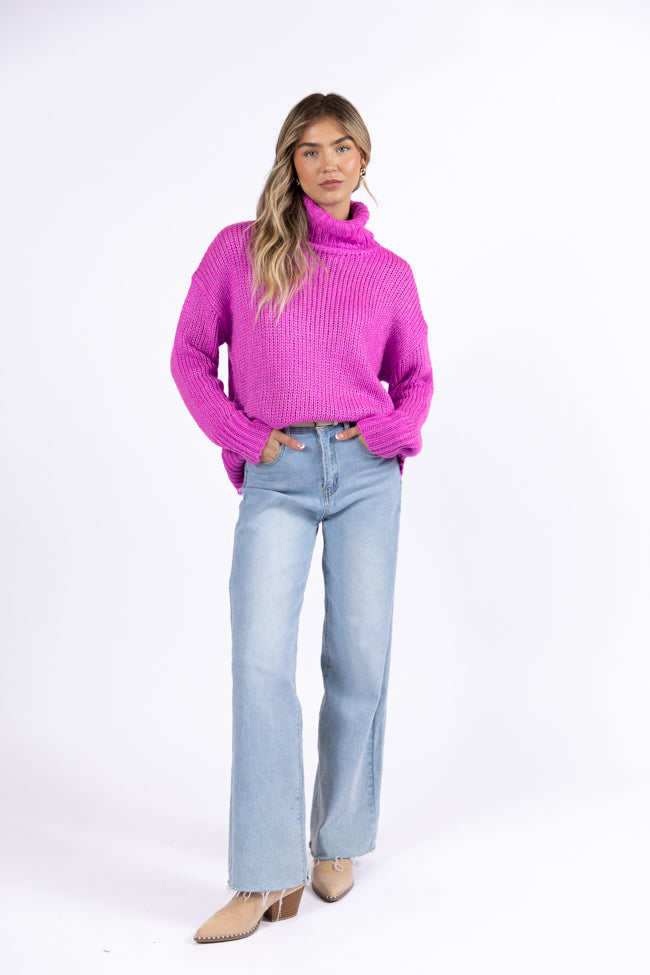 What I Need Magenta Oversized Turtleneck Sweater DOORBUSTER