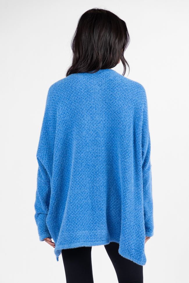 Thinking Of You Blue Fuzzy Henley Blouse DOORBUSTER