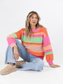 Led Me To You Bright Multi Stripe Crew Neck Sweater DOORBUSTER