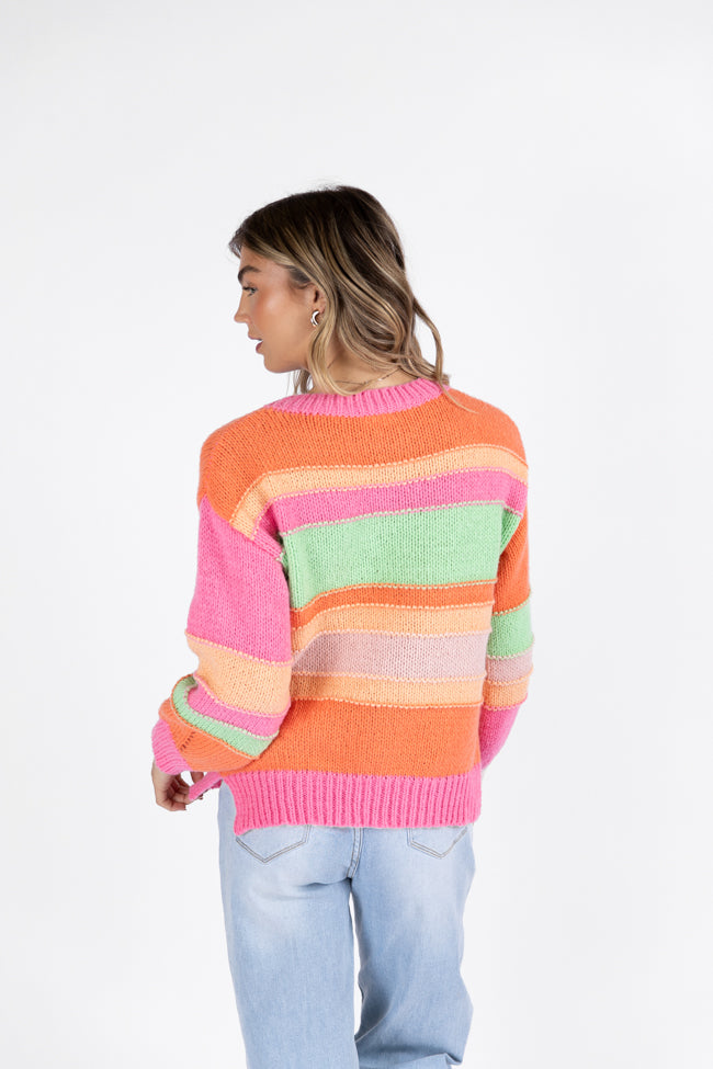 Led Me To You Bright Multi Stripe Crew Neck Sweater DOORBUSTER