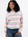 Sweet Like Candy Ivory Multi Stripe Ribbed Printed Top