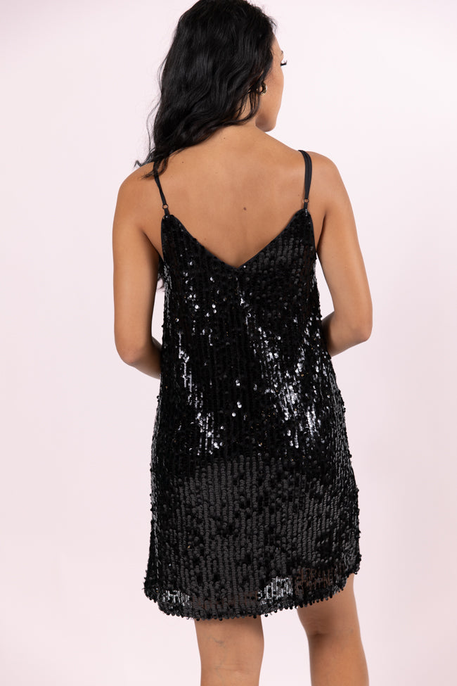 Merry Mood Black Sequin Mini Dress