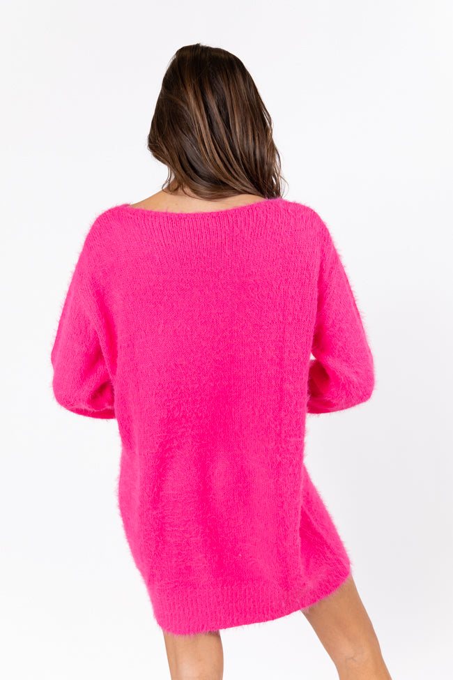 Fuzzy hot pink sweater best sale