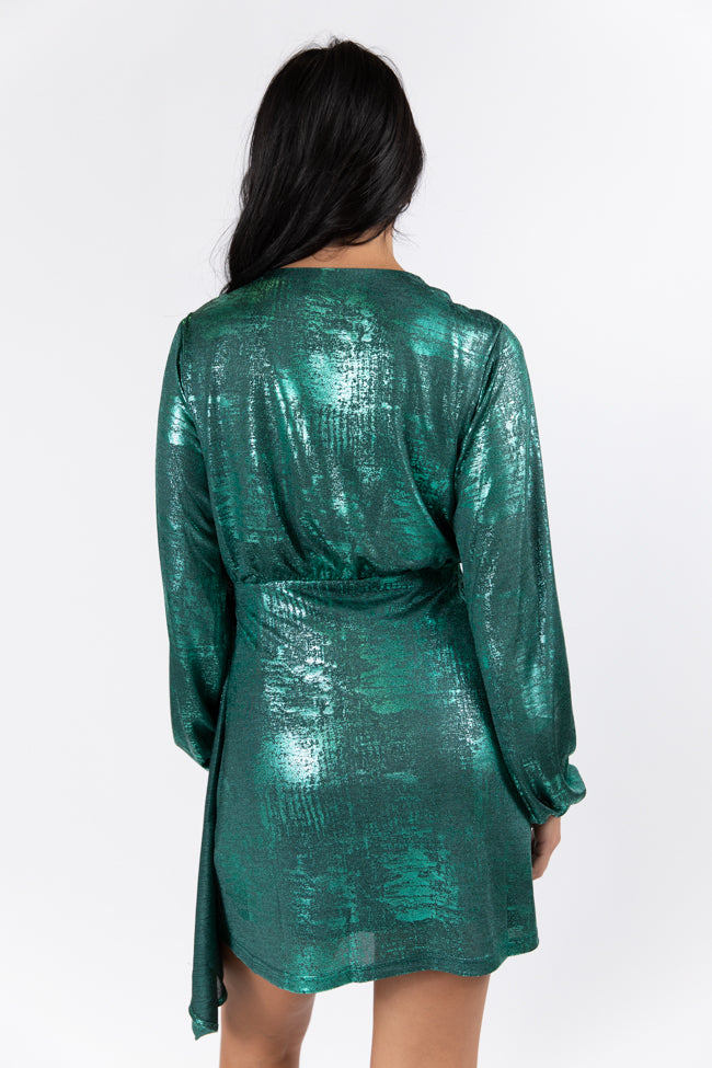 Heart Of Glass Green Surplice Style Wrap Dress