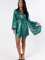 Heart Of Glass Green Surplice Style Wrap Dress