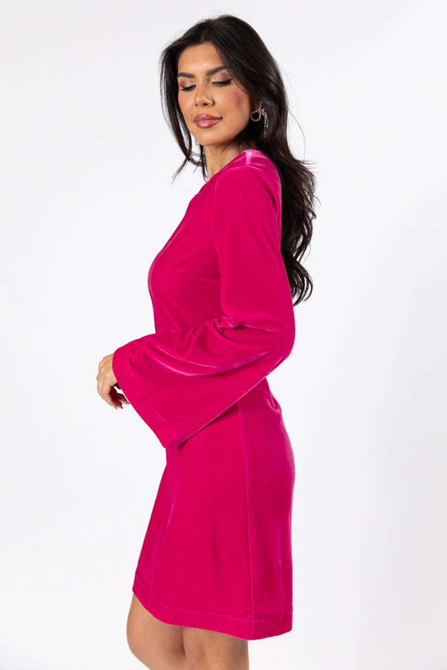 Bold As Love Pink Crushed Velvet Back Detail Mini Dress