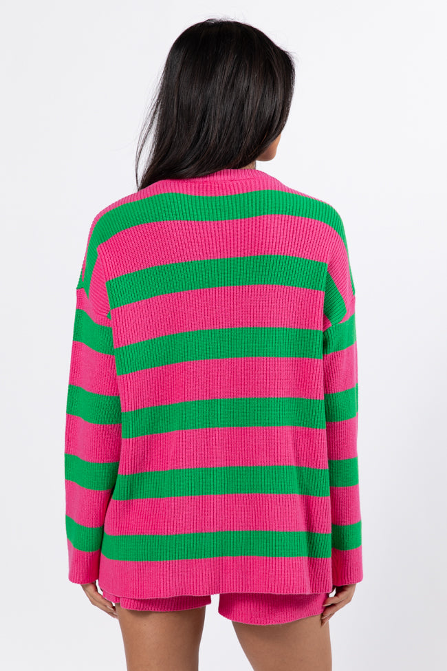 Sign Of The Times Pink and Green Striped Sweater Set