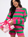 Sign Of The Times Pink and Green Striped Sweater Set DOORBUSTER