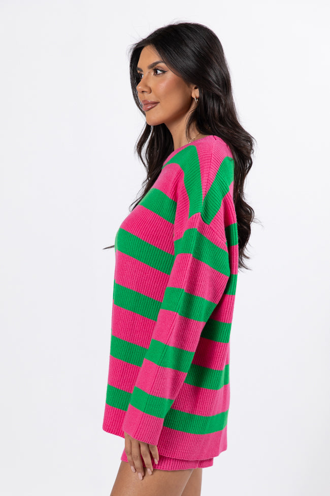 Sign Of The Times Pink and Green Striped Sweater Set