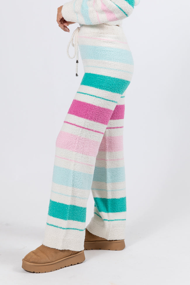 Heart On The Line Multi Striped Fuzzy Lounge Pants