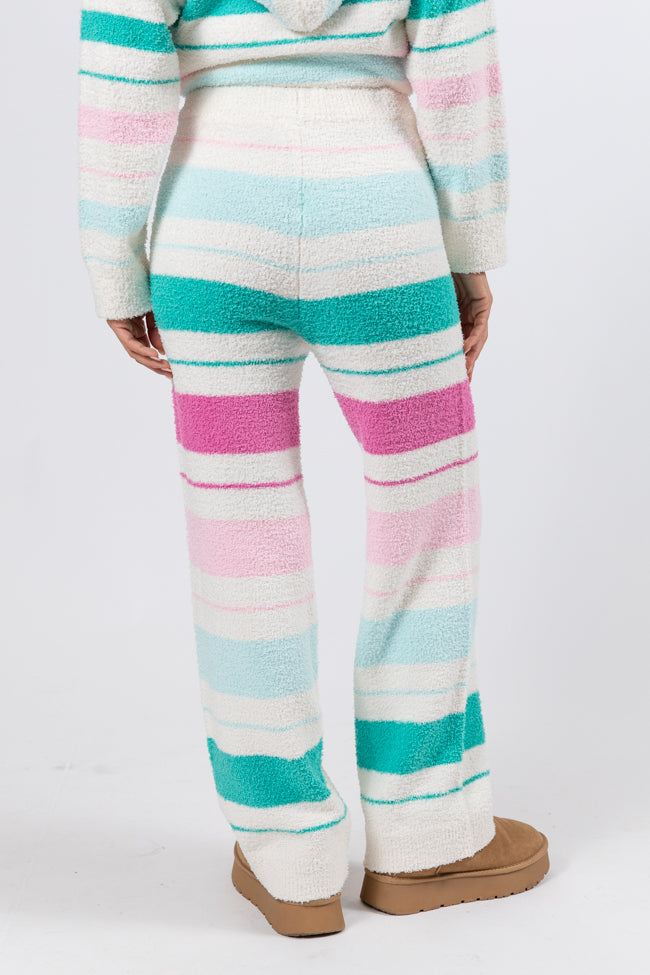 Heart On The Line Multi Striped Fuzzy Lounge Pants