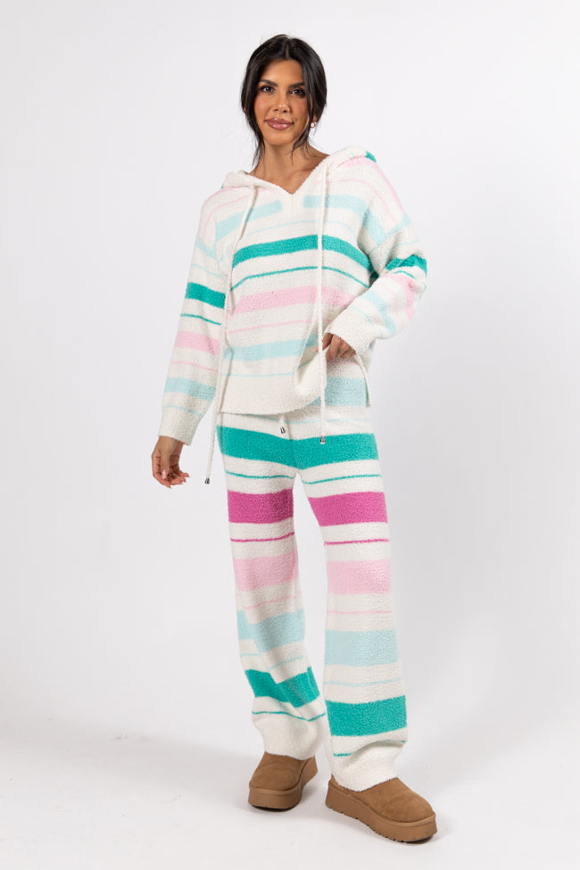 Heart On The Line Multi Striped Fuzzy Lounge Pants