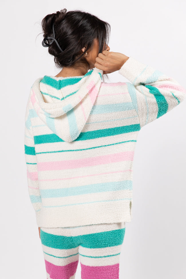 Heart On The Line Multi Striped Fuzzy Hoodie