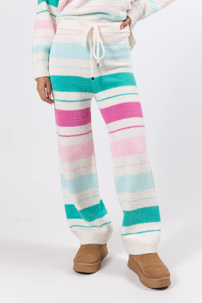 Heart On The Line Multi Striped Fuzzy Lounge Pants