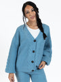 Real Karma Blue Cable Knit Cardigan